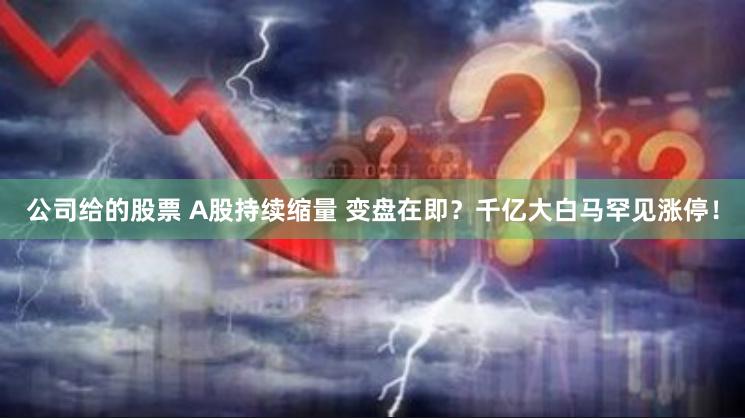 公司给的股票 A股持续缩量 变盘在即？千亿大白马罕见涨停！