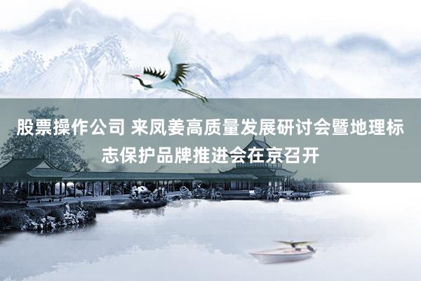 股票操作公司 来凤姜高质量发展研讨会暨地理标志保护品牌推进会在京召开
