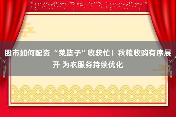 股市如何配资 “菜篮子”收获忙！秋粮收购有序展开 为农服务持续优化