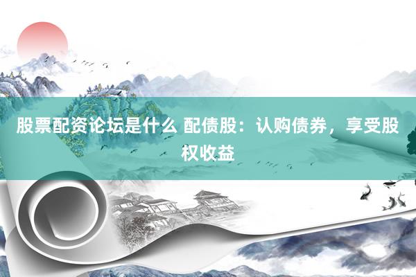 股票配资论坛是什么 配债股：认购债券，享受股权收益